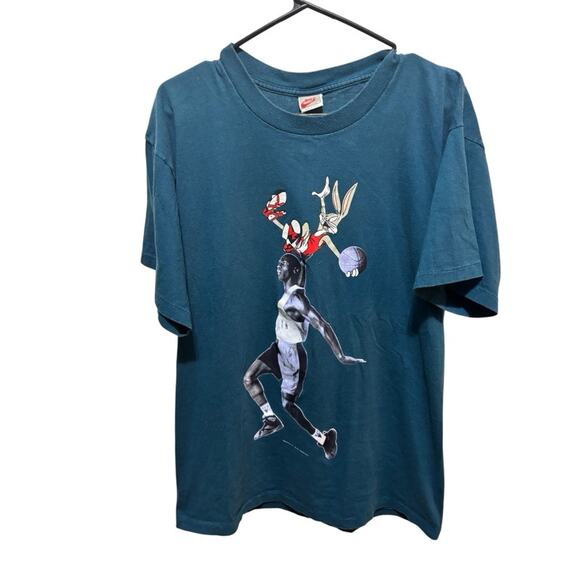 Vintage Nike Space Jam Michael "Hare Jordan" T-Shirt 1991 USA Blue Men's XL VTG - Picture 1 of 15